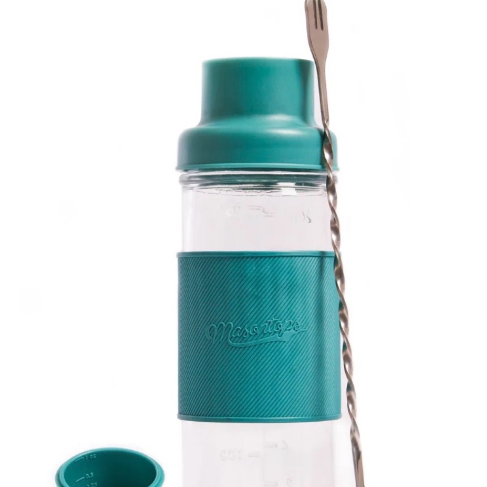 *new* Teal Mason Jar Cocktail Shaker with Stirrer